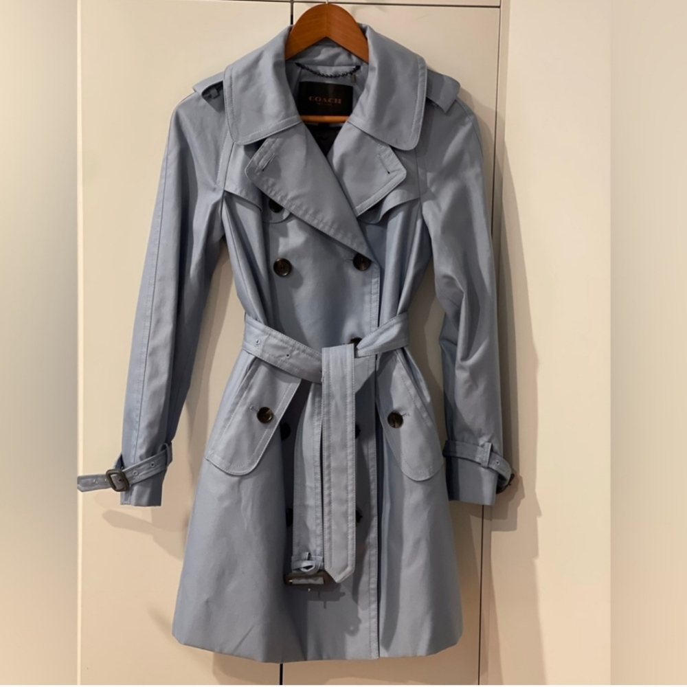NWOT authentic Coach trench coat in baby blue